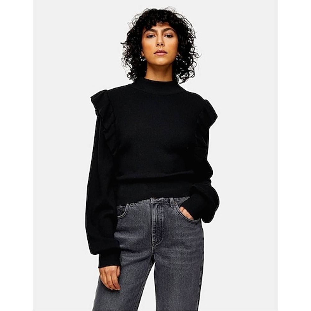 Topshop Black Ruffle Sweater